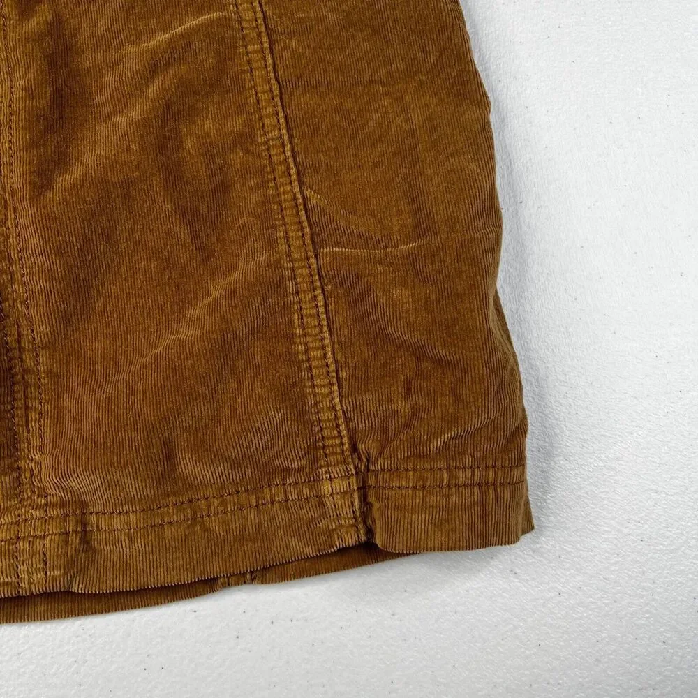 Free People Corduroy Mini Skirt Womens 2 Brown Khaki Side Zipper Cord Stretch